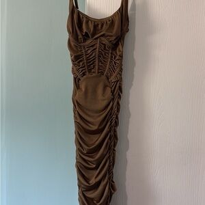 Forever 21 Brown Backless Ruched Dress